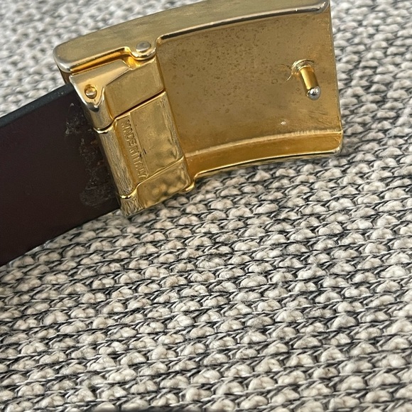Yves Saint Laurent Black and Gold Leather Belt - Picture 4 of 16
